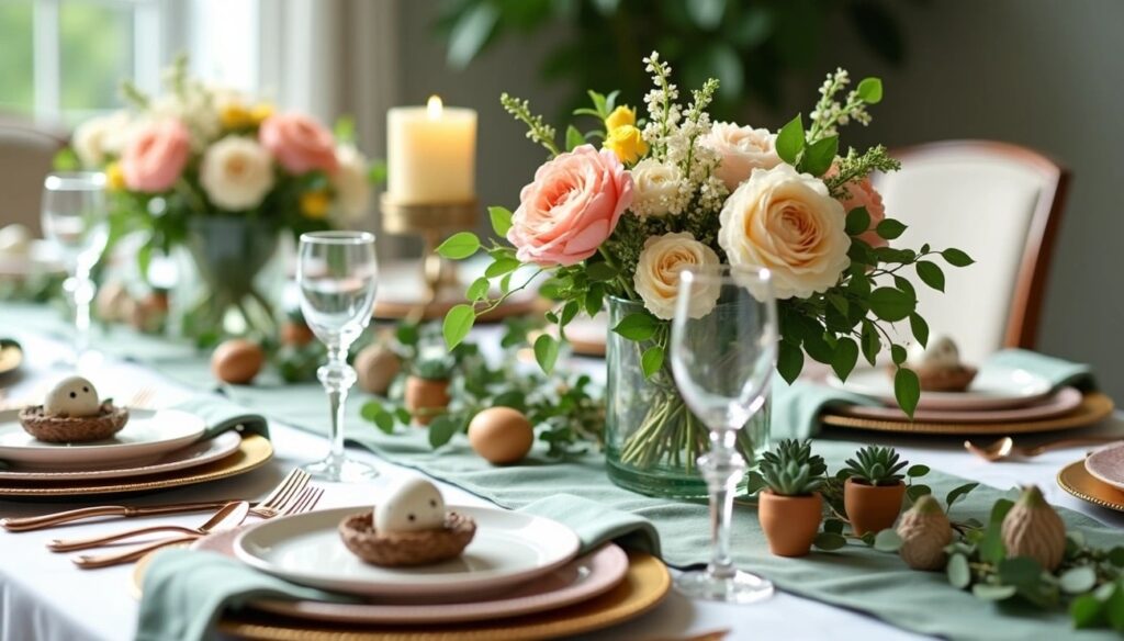 spring floral with peony centerpiece tablescape