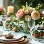 spring floral with peony centerpiece tablescape
