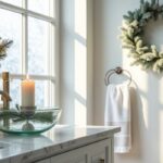 Bathroom sink with Christmas decorations