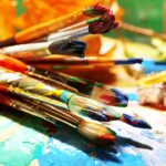 brushes and painting palette