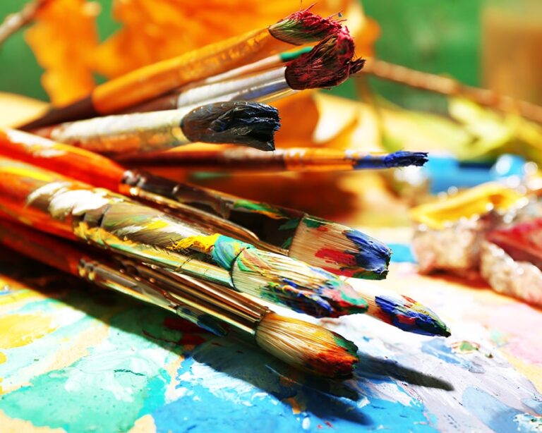 brushes and painting palette