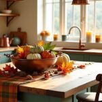 cozy kitchen decorated for fall autumn