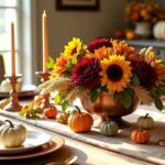 fall tablescape with sunflowers