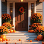 outdoor exterior entryway decorated for fall autumn