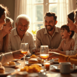 multiple generations family gathering at a table