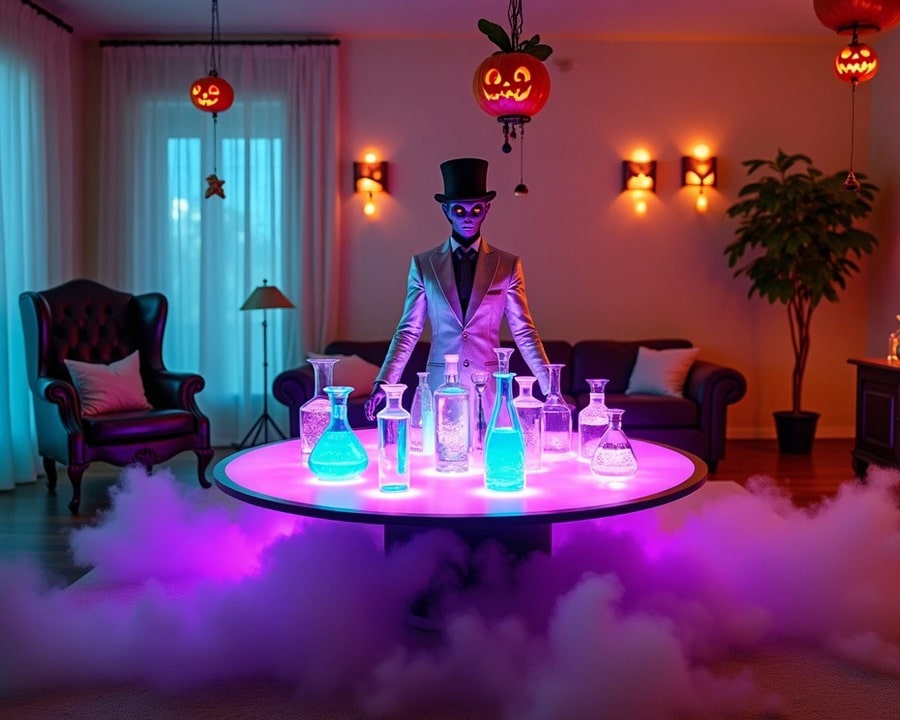 zombie mannequin hosting a halloween party