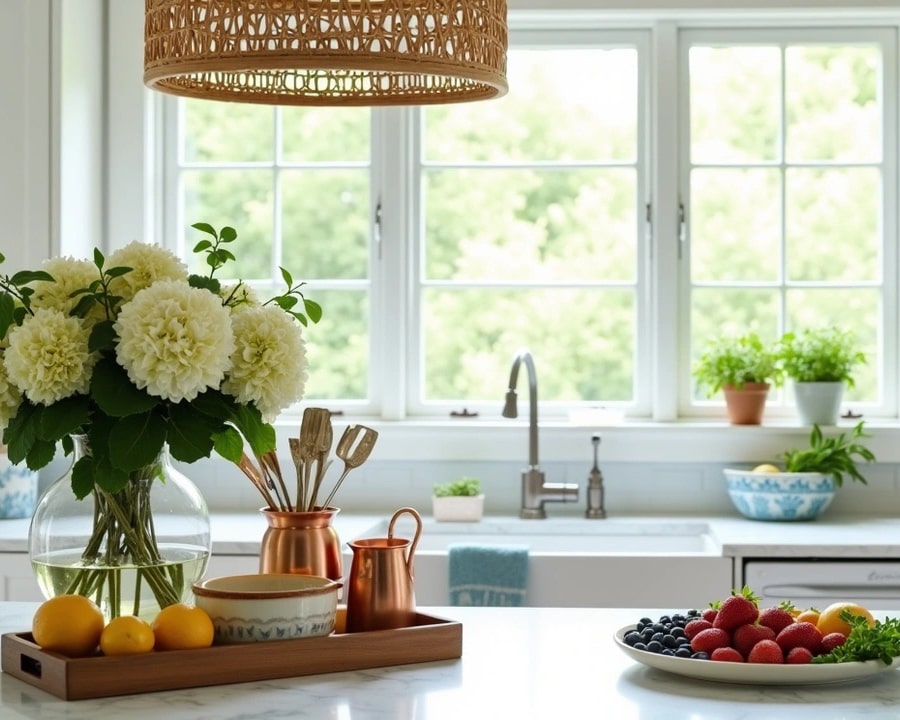 kitchen decorated for the summertime