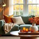 cozy living room decorated for fall