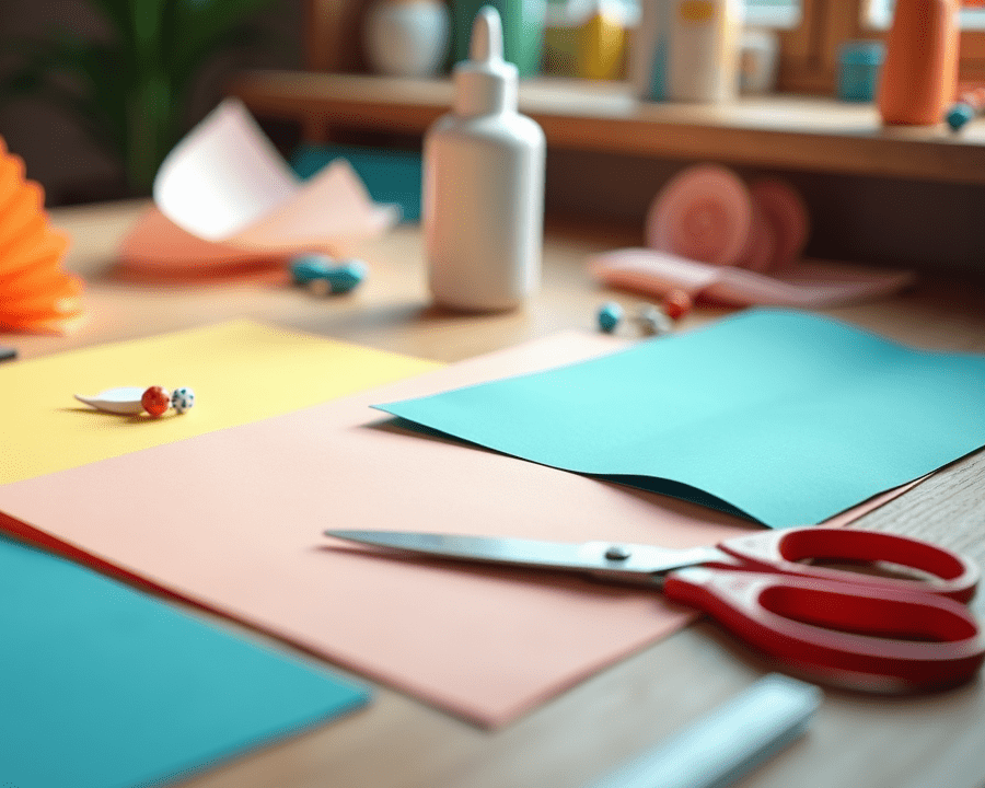 paper crafting tools scissors glue ruler