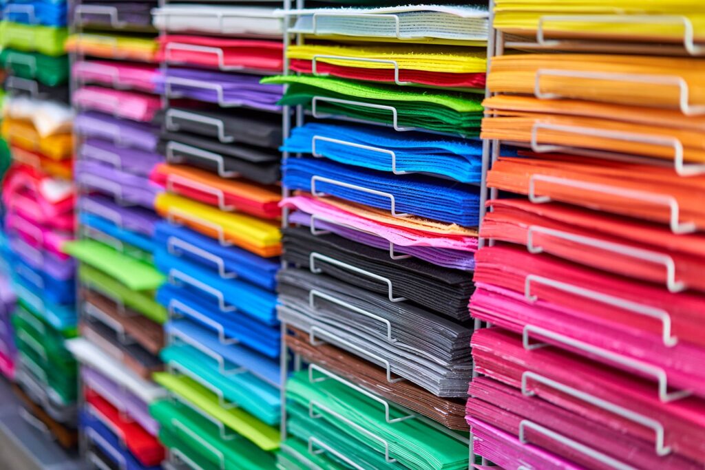 different paper types displayed and organized