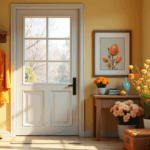 interior foyer entryway decorated for spring