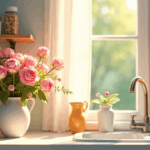 kitchen decorated for springtime