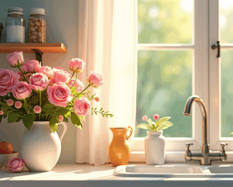 kitchen decorated for springtime