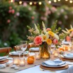 outdoor backyard tablescape in summer