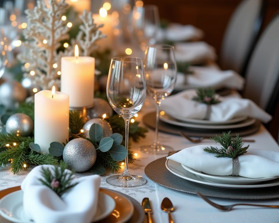wintertime tablescape with candles