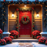 Wintertime outdoor seasonal holiday decor entryway