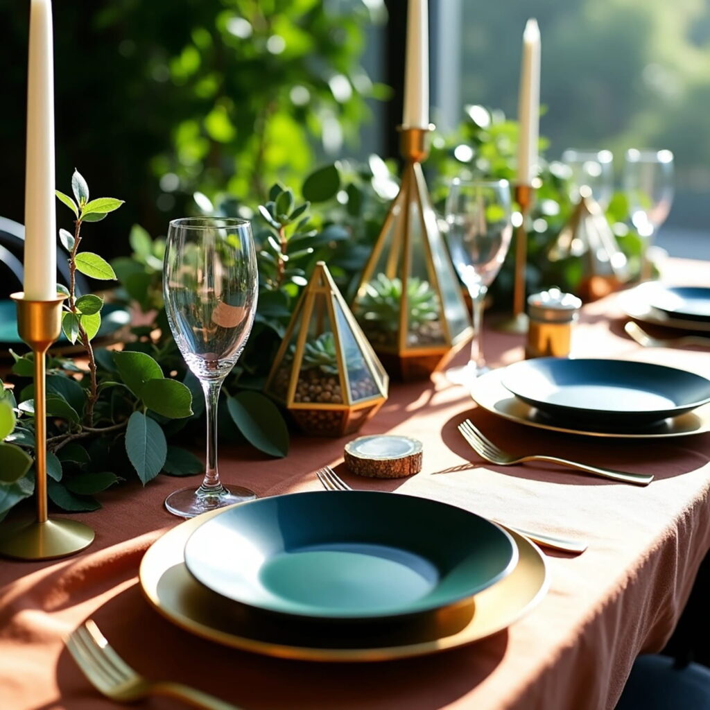 Jewel tones bridal shower table setting