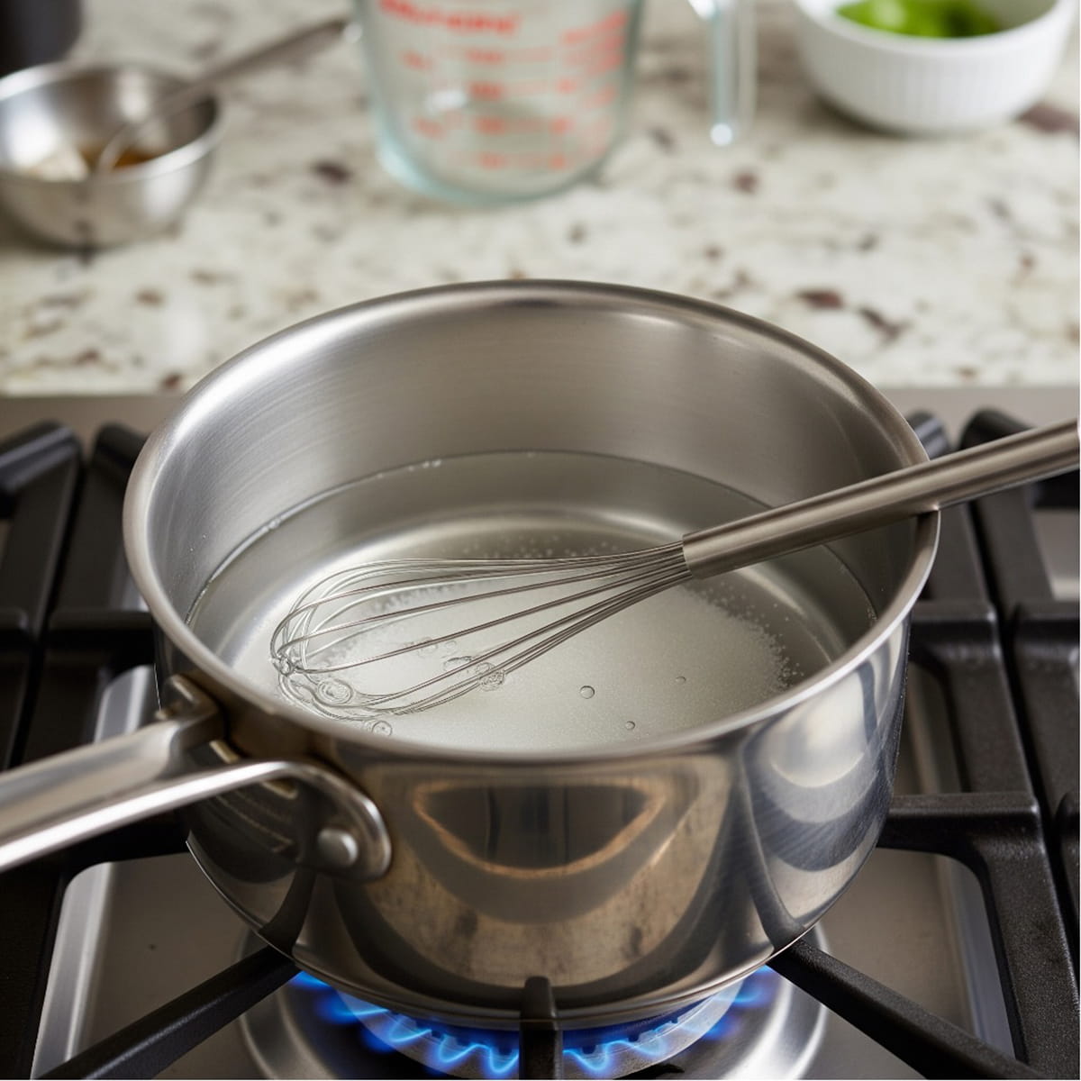 simple syrup being made on stove