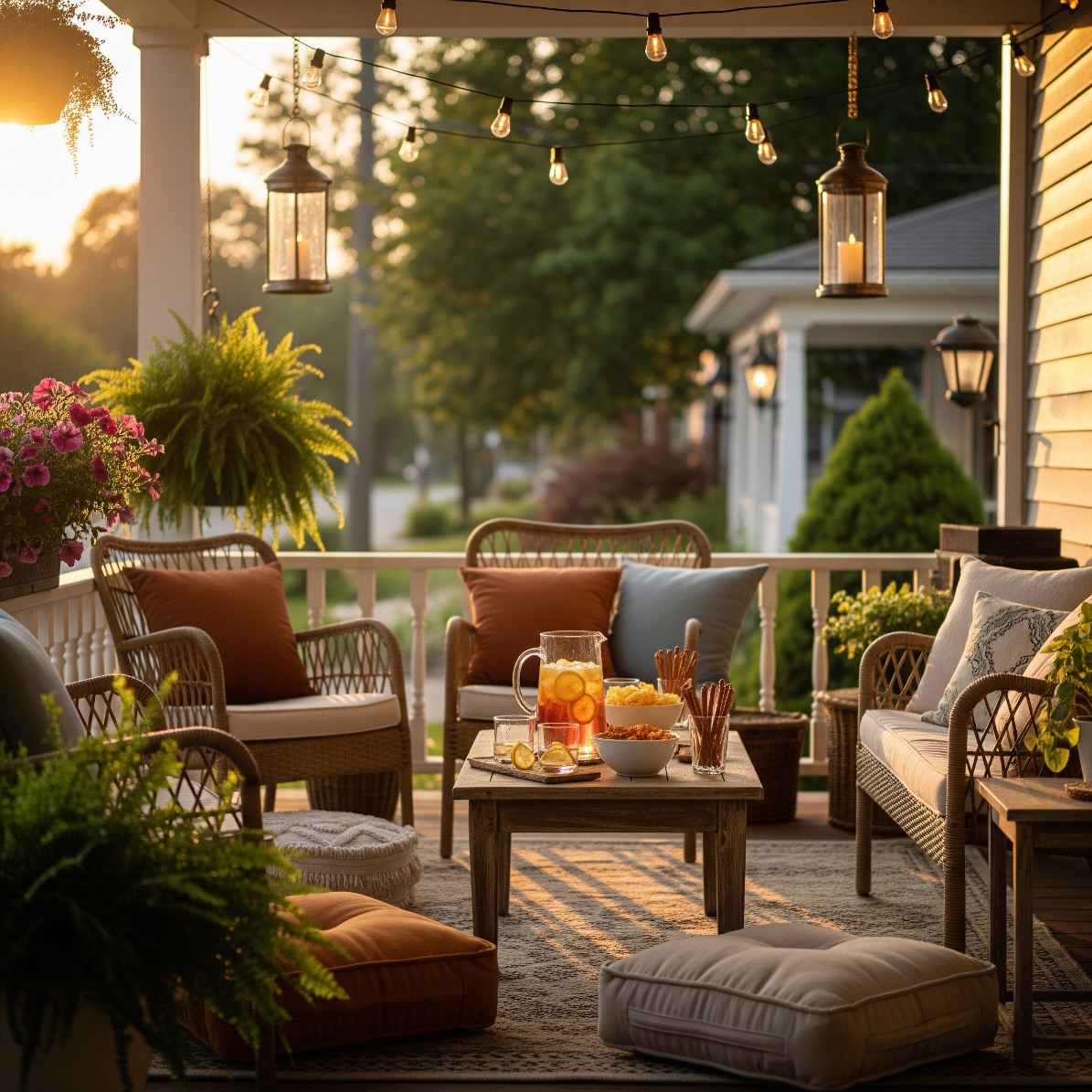 a front porch during summer