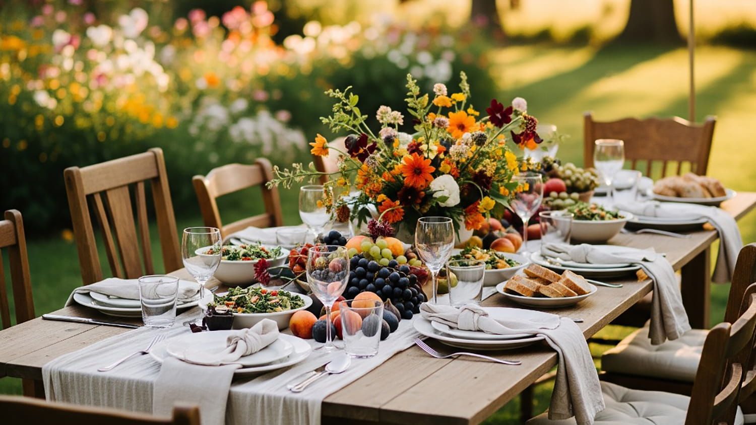 summer dinner at sunset