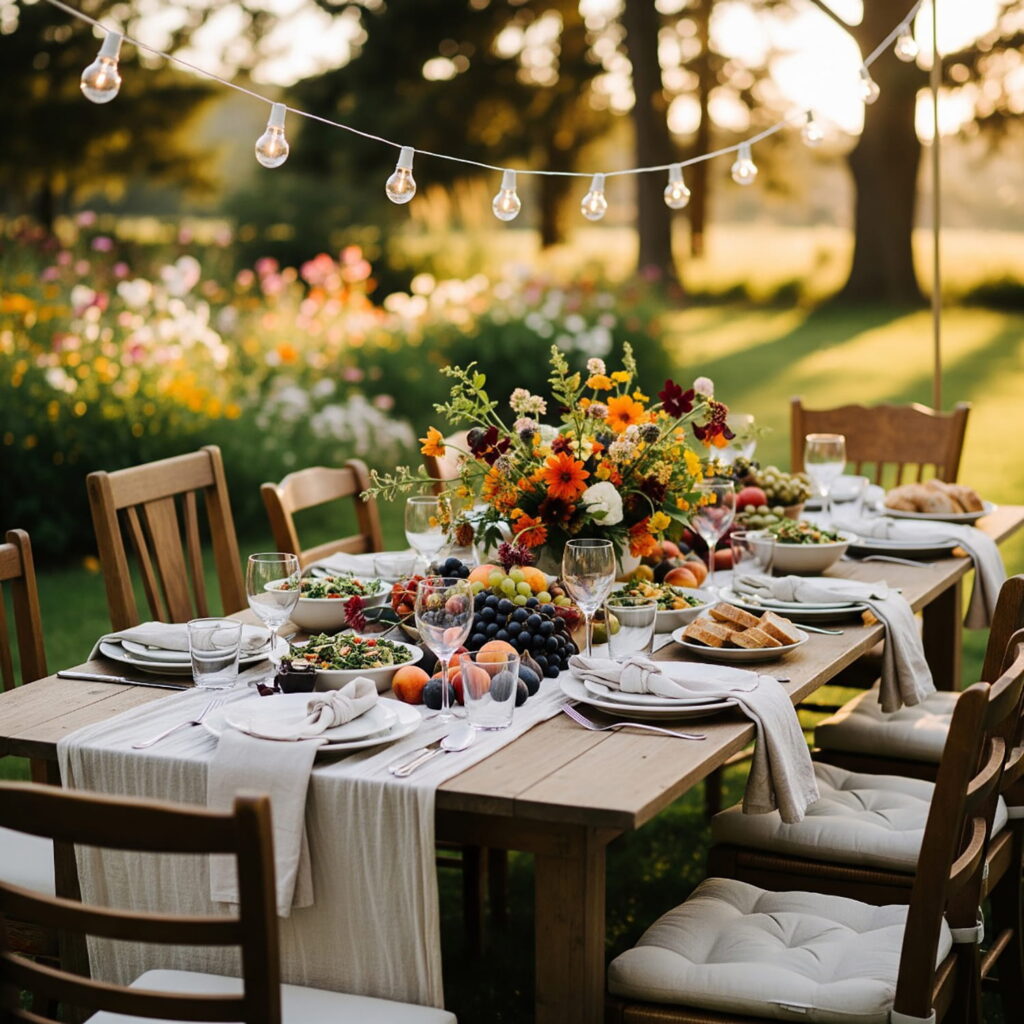 summer dinner at sunset